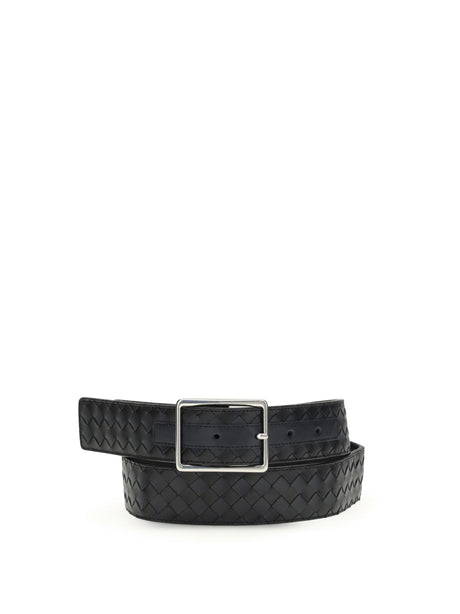 Bottega Veneta Reverso Intrecciato Belt - Bla-Midnight/Bla-S