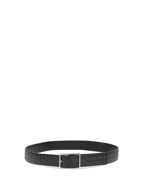 Bottega Veneta Reverso Intrecciato Belt - Bla-Midnight/Bla-S