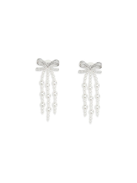 Self-Portrait Cascade bow Earrings with pearls