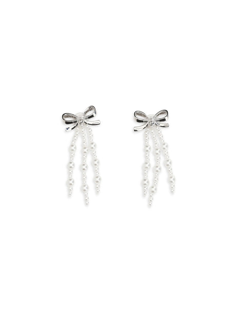 Self-Portrait Cascade bow Earrings with pearls