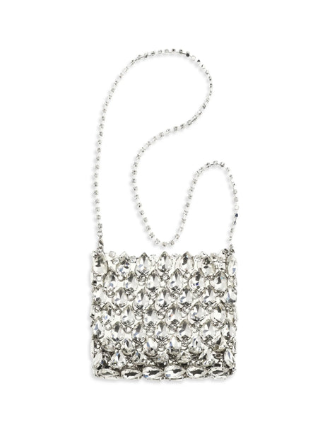 Self-Portrait Crystal mesh Pouch - Silver