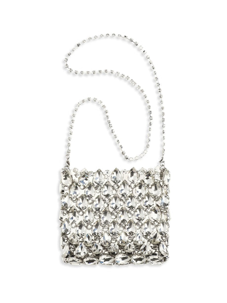 Self-Portrait Crystal mesh Pouch - Silver