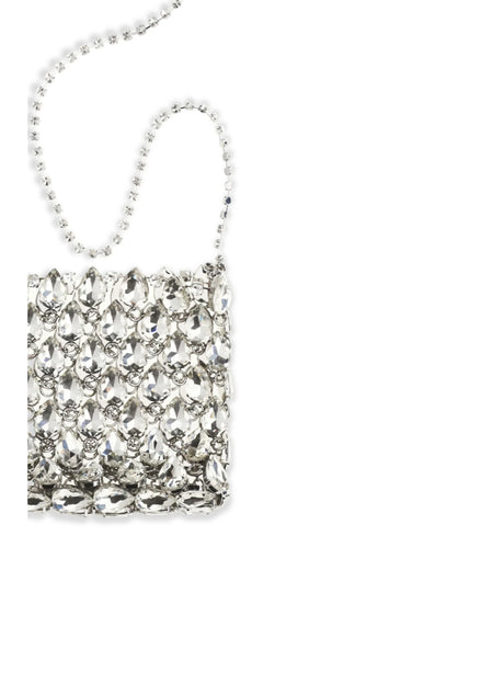 Self-Portrait Crystal mesh Pouch - Silver