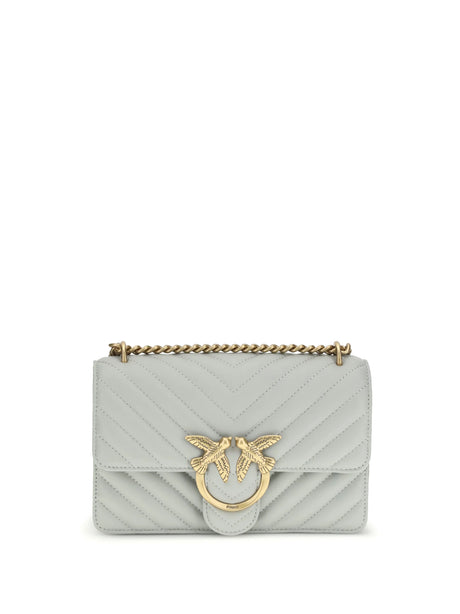 Pinko Mini Love Shoulder Bag - Grey Pearl-Antique Gold
