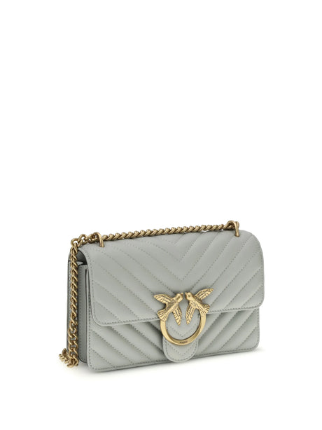 Pinko Mini Love Shoulder Bag - Grey Pearl-Antique Gold
