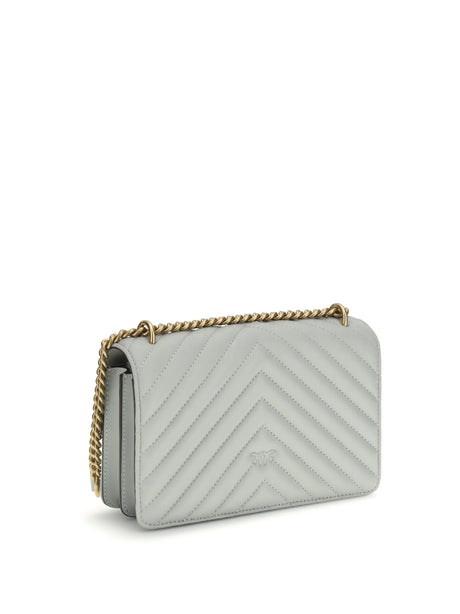 Pinko Mini Love Shoulder Bag - Grey Pearl-Antique Gold