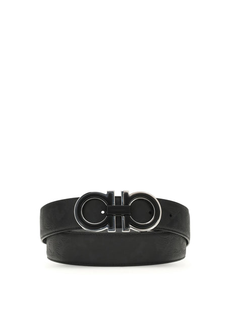 Ferragamo Reversible and adjustable Gancini Belt - Black