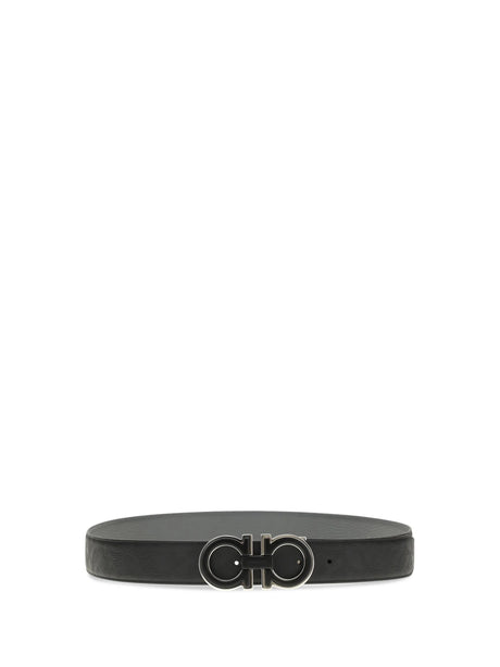 Ferragamo Reversible and adjustable Gancini Belt - Black