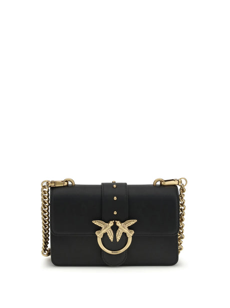 Pinko Love One small Shoulder Bag - Black-Antique Gold