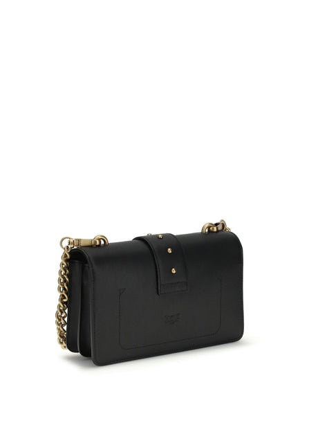 Pinko Love One small Shoulder Bag - Black-Antique Gold