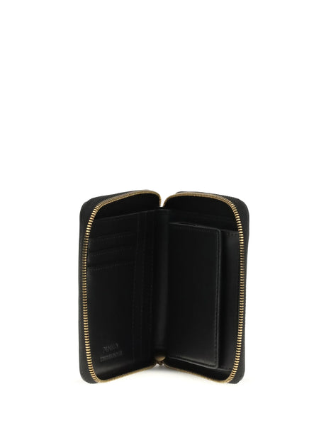 Pinko Leather zip-around Wallet - Black-Antique Gold