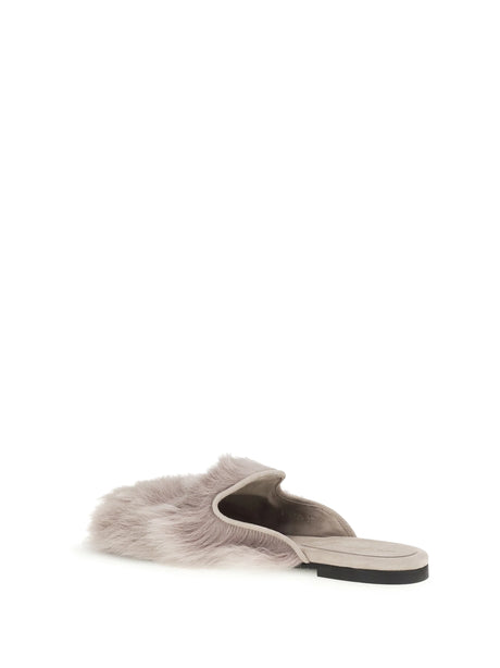 Dolce & Gabbana Sheepskin Mules - Grey