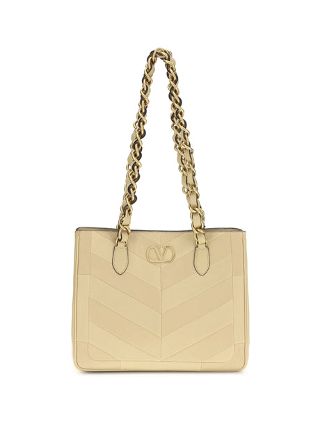 Valentino Garavani Laseine Small Shopping Bag - Gold Beige