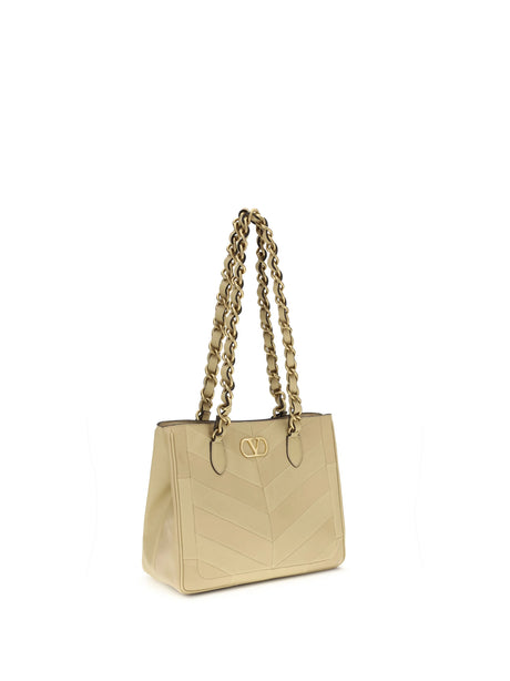 Valentino Garavani Laseine Small Shopping Bag - Gold Beige
