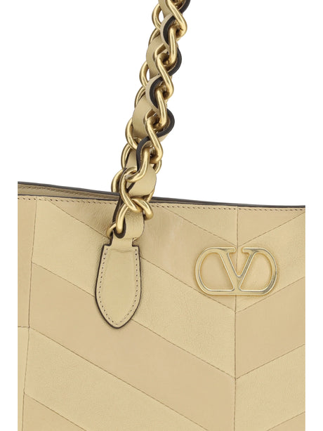 Valentino Garavani Laseine Small Shopping Bag - Gold Beige