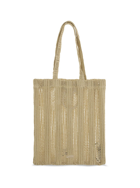 Pinko Medium Easy Tote Bag in raffia - Yellow Pastinaca
