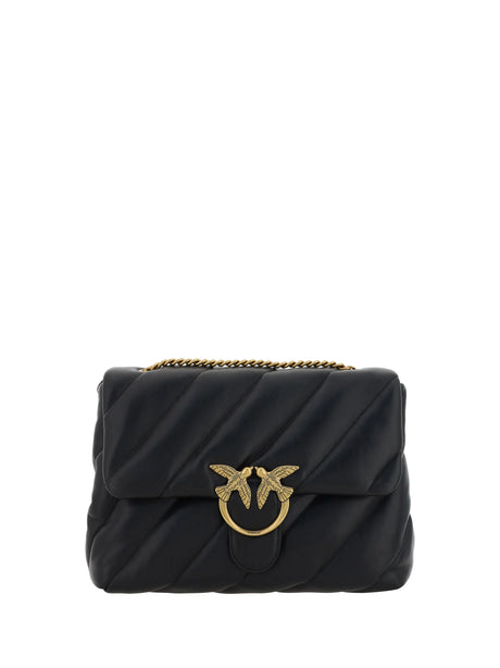 Pinko Love Puff Shoulder Bag - Black-Antique Gold