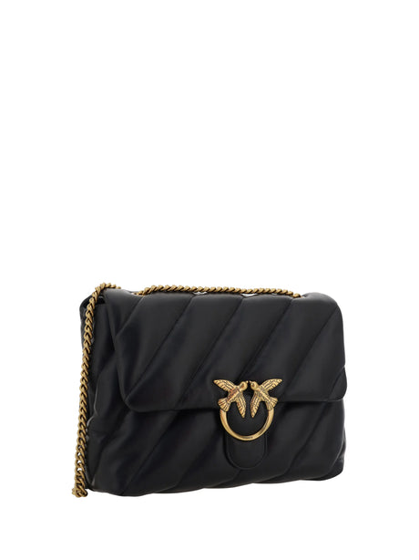 Pinko Love Puff Shoulder Bag - Black-Antique Gold