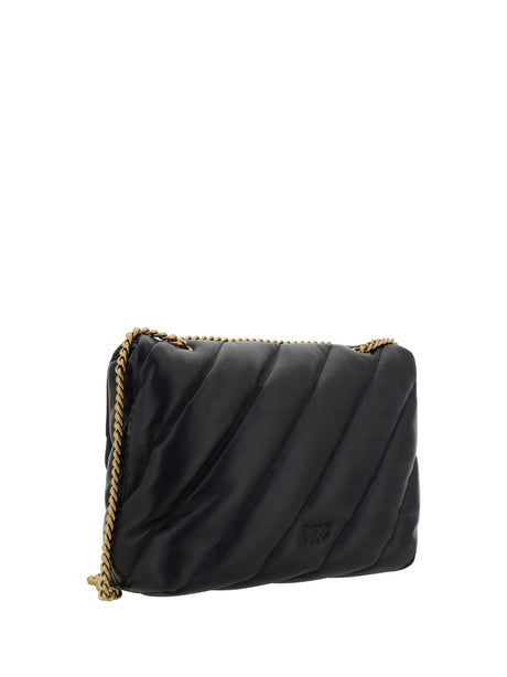 Pinko Love Puff Shoulder Bag - Black-Antique Gold