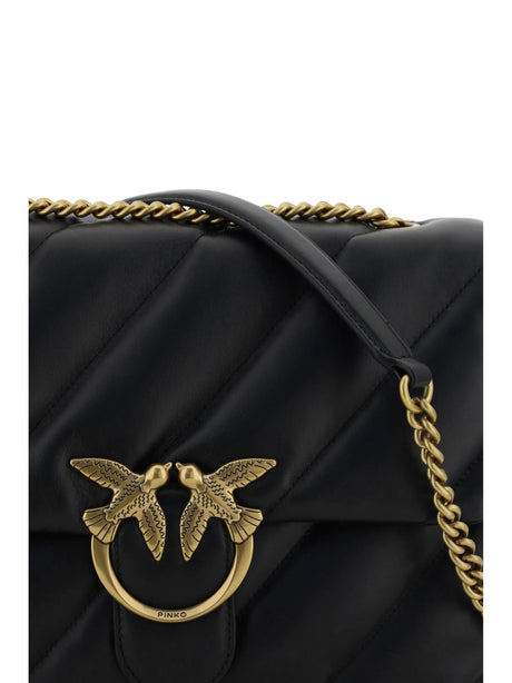Pinko Love Puff Shoulder Bag - Black-Antique Gold