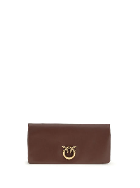 Pinko Love medium Clutch Bag - Burgundy Wine-Antique Gold