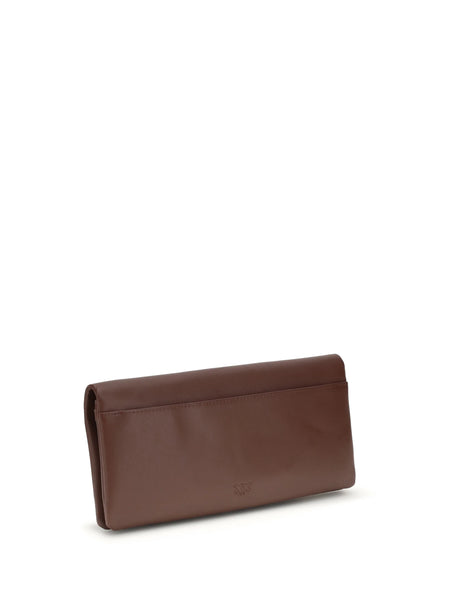 Pinko Love medium Clutch Bag - Burgundy Wine-Antique Gold