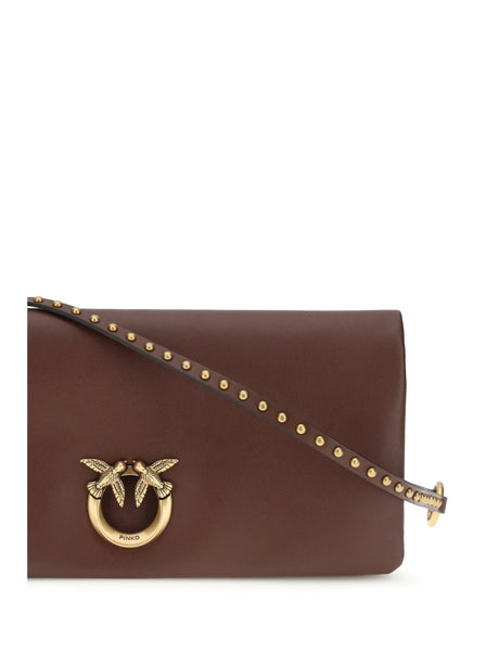 Pinko Love medium Clutch Bag - Burgundy Wine-Antique Gold