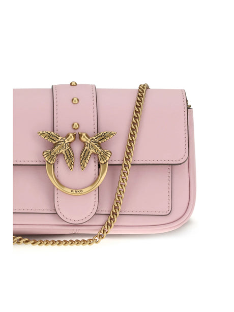 Pinko Love One Shoulder Bag - Pink Light-Antique Gold
