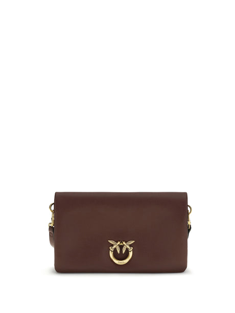 Pinko Love Click Soft Horizontal mini Shoulder Bag - Burgundy Wine-Antique Gold