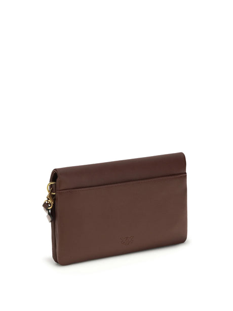 Pinko Love Click Soft Horizontal mini Shoulder Bag - Burgundy Wine-Antique Gold