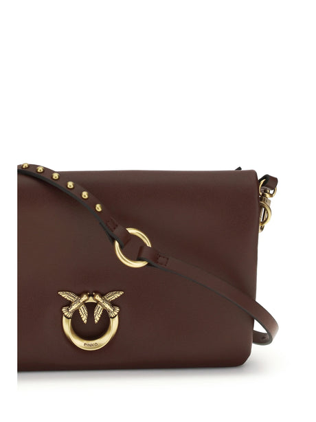 Pinko Love Click Soft Horizontal mini Shoulder Bag - Burgundy Wine-Antique Gold