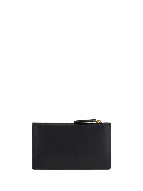 Pinko Leather Card Holder - Black-Antique Gold