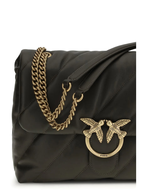 Pinko Love Puff Shoulder Bag - Green Mud-Antique Gold