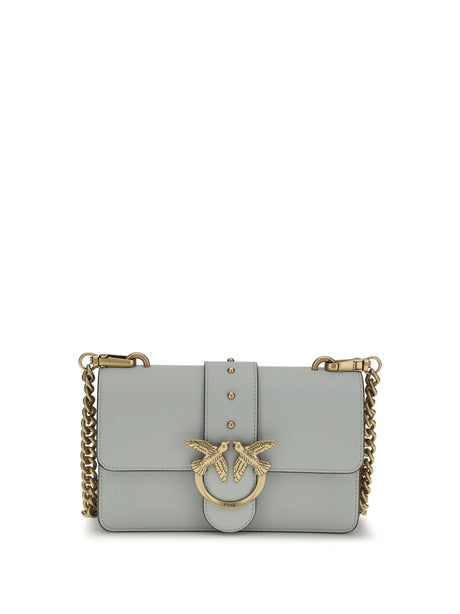 Pinko Love One small Shoulder Bag - Grey Pearl-Antique Gold