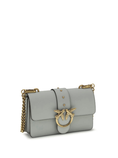 Pinko Love One small Shoulder Bag - Grey Pearl-Antique Gold