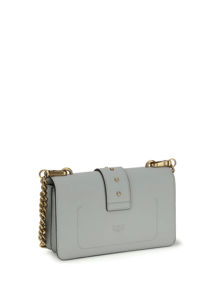 Pinko Love One small Shoulder Bag - Grey Pearl-Antique Gold
