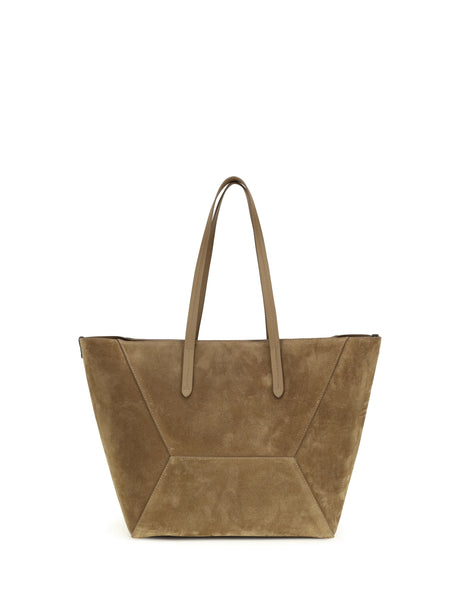 Brunello Cucinelli Suede BC Tote Bag - Sesamo