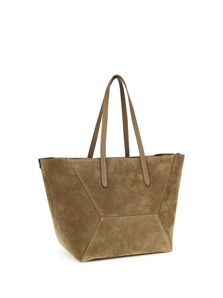 Brunello Cucinelli Suede BC Tote Bag - Sesamo