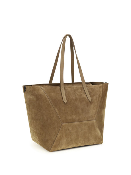 Brunello Cucinelli Suede BC Tote Bag - Sesamo
