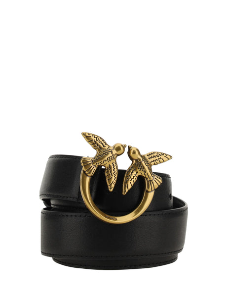 Pinko Love Berry Belt - Black-Antique Gold