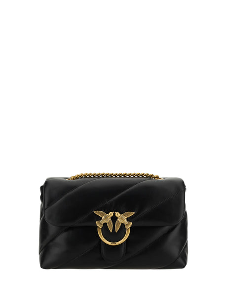 Pinko Love Classic leather Shoulder Bag - Black-Antique Gold