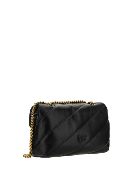 Pinko Love Classic leather Shoulder Bag - Black-Antique Gold
