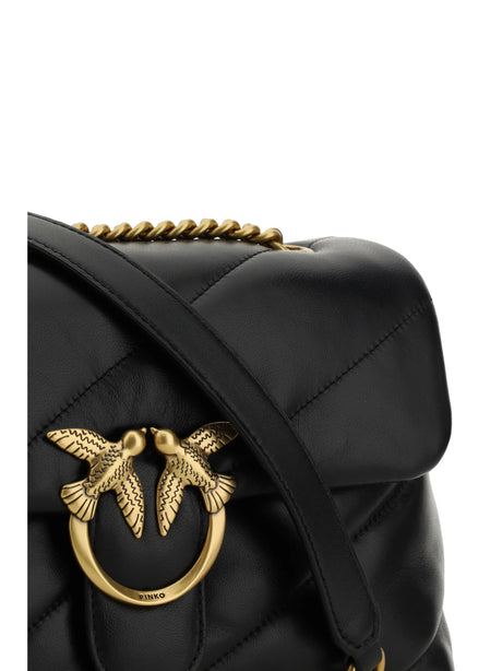 Pinko Love Classic leather Shoulder Bag - Black-Antique Gold