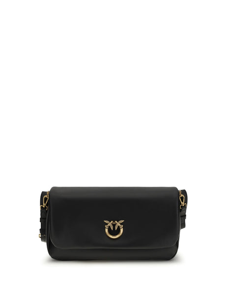 Pinko Baguette Soft Shoulder Bag - Black-Antique Gold