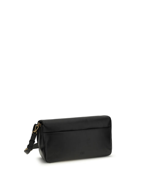 Pinko Baguette Soft Shoulder Bag - Black-Antique Gold