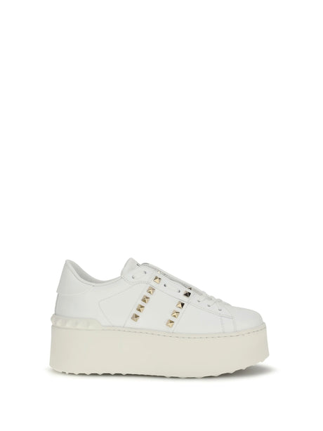Valentino Garavani Rockstud Untitled Flatform Sneakers - White/White/White