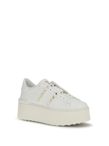 Valentino Garavani Rockstud Untitled Flatform Sneakers - White/White/White
