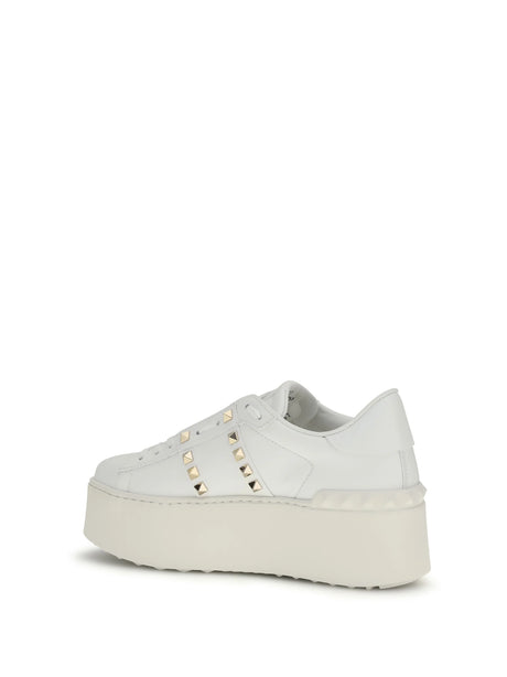 Valentino Garavani Rockstud Untitled Flatform Sneakers - White/White/White