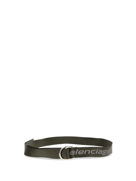 Balenciaga D Ring Belt in jacquard canvas - Khaki/Grey