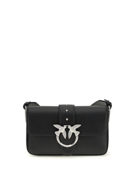 Pinko Mini Love Shoulder Bag - Black Limousine - Matt Silver